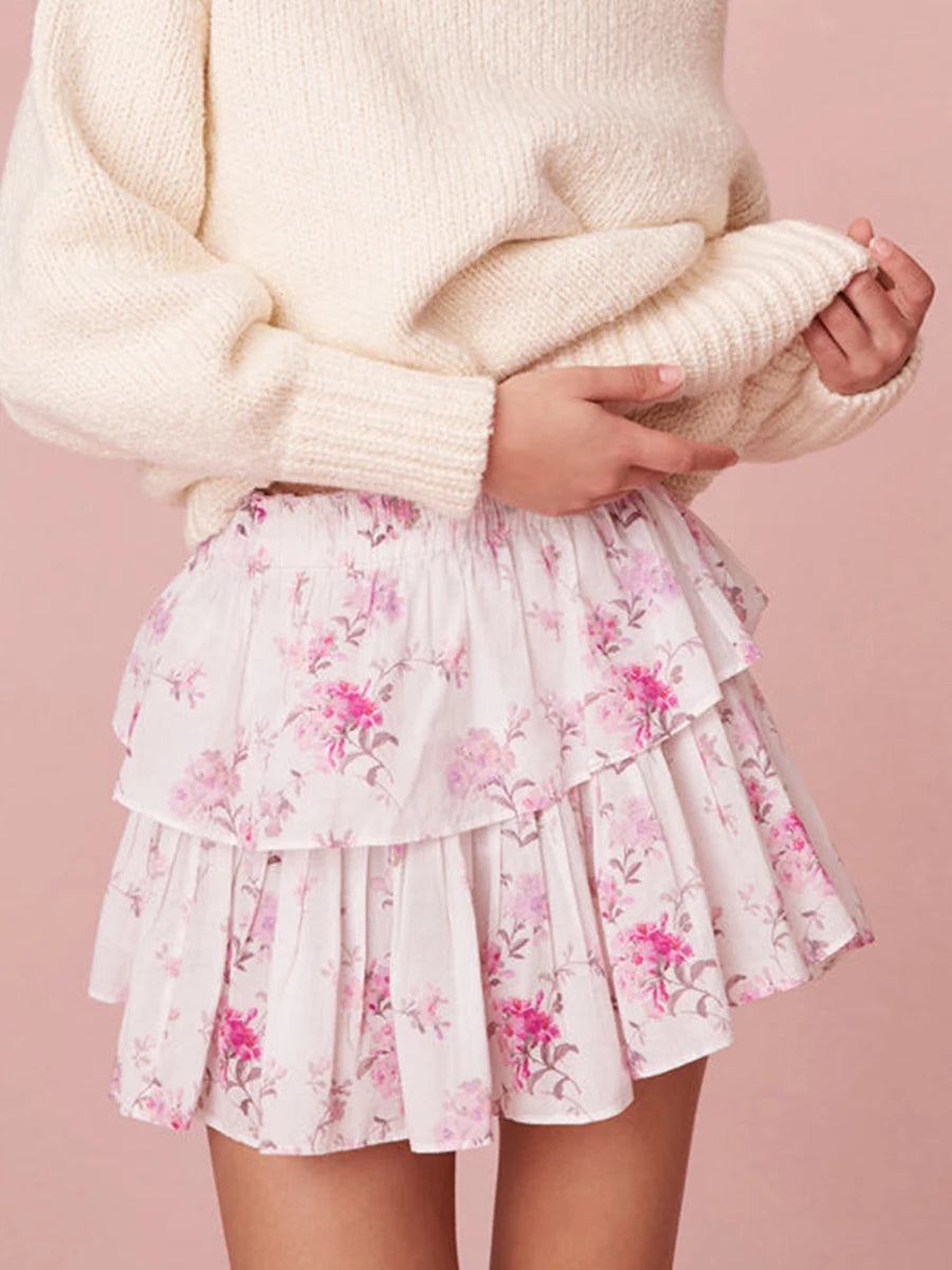Floral Print Flowy Mini Skirts