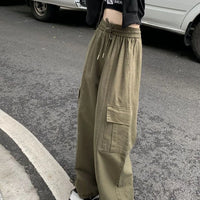 Elastic Pockets Loose Wide Leg Pants
