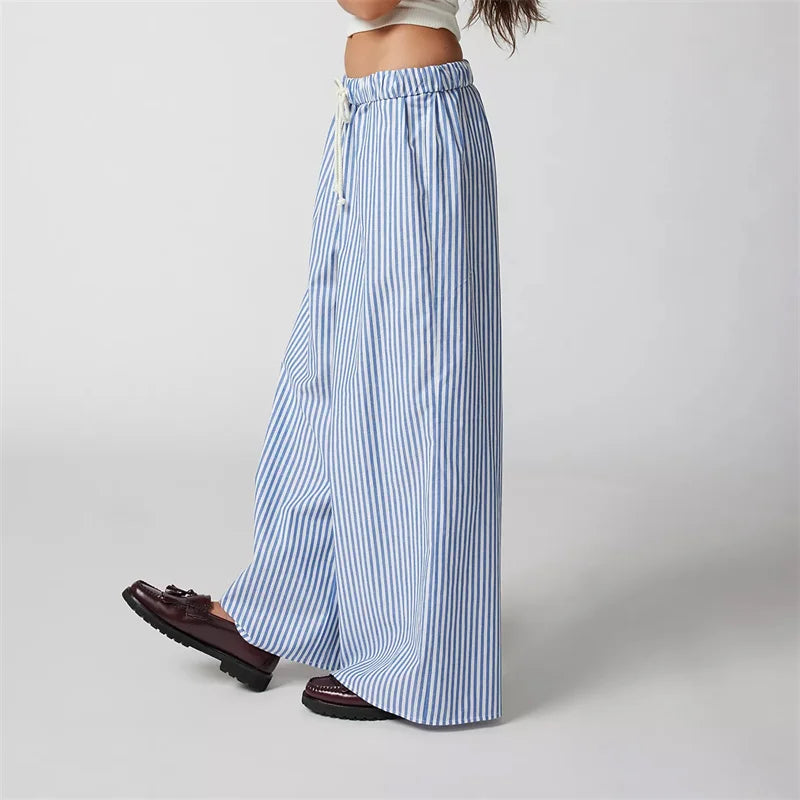 Striped Low-Waisted Wide-Leg Pants