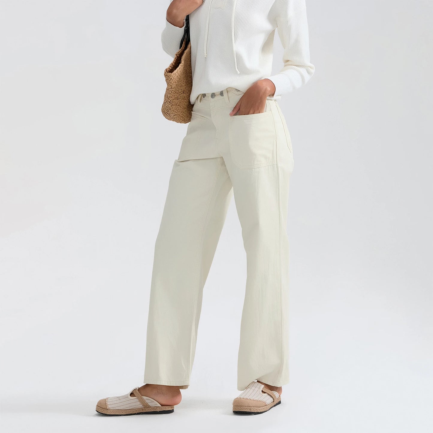 High Waist Wide Leg Denim Pants
