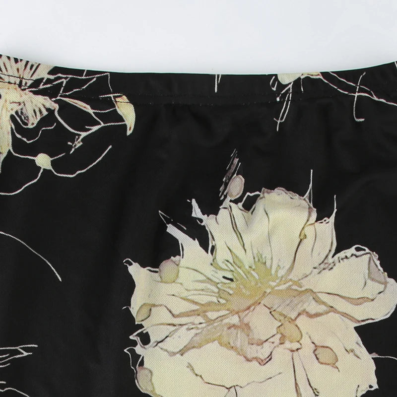 Floral Print Low Rise Long Skirt