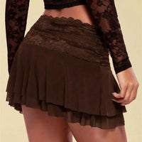 Mini Lace Asymmetrical Skirt