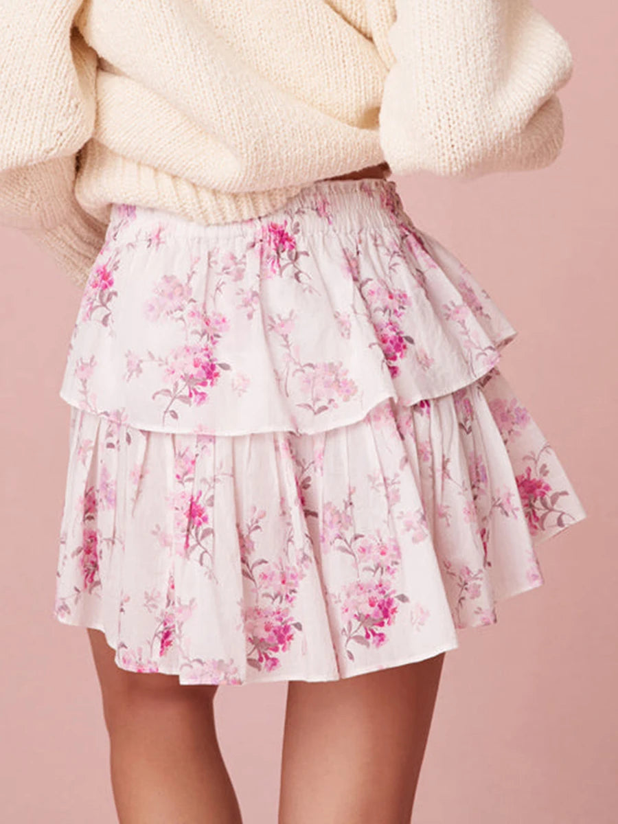 Floral Print Flowy Mini Skirts