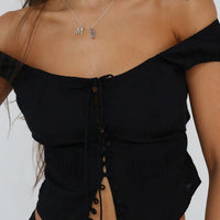 White Lace-Up Crop top