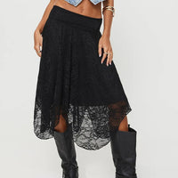 Blue Harriet Asymmetrical Lace Skirt