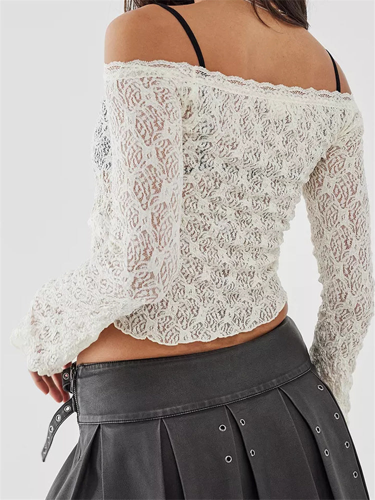 Lace Flower Off-Shoulder Top