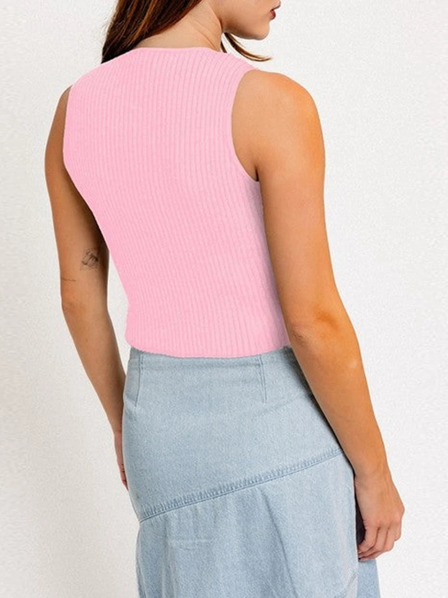 Tie-front puff-sleeve blouse
