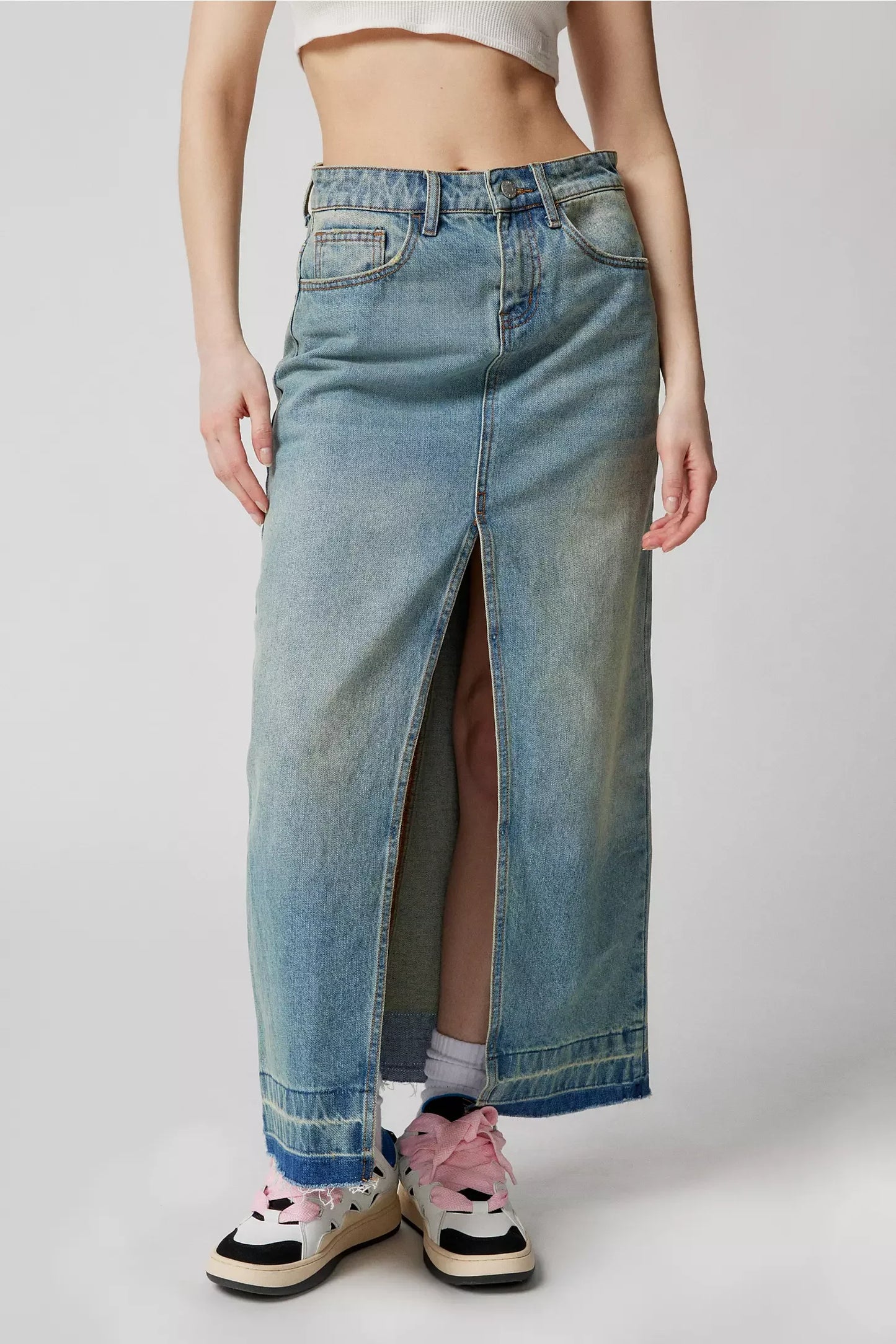Serena Slit Denim Maxi Skirt