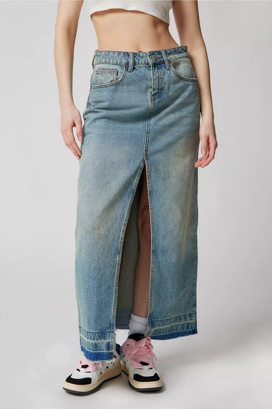 Serena Slit Denim Maxi Skirt
