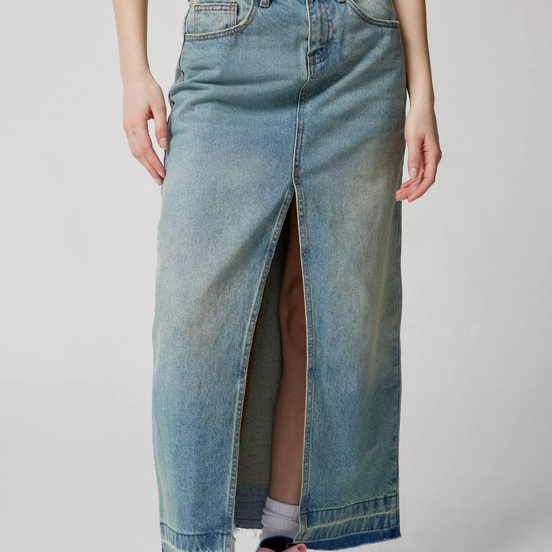 Serena Slit Denim Maxi Skirt
