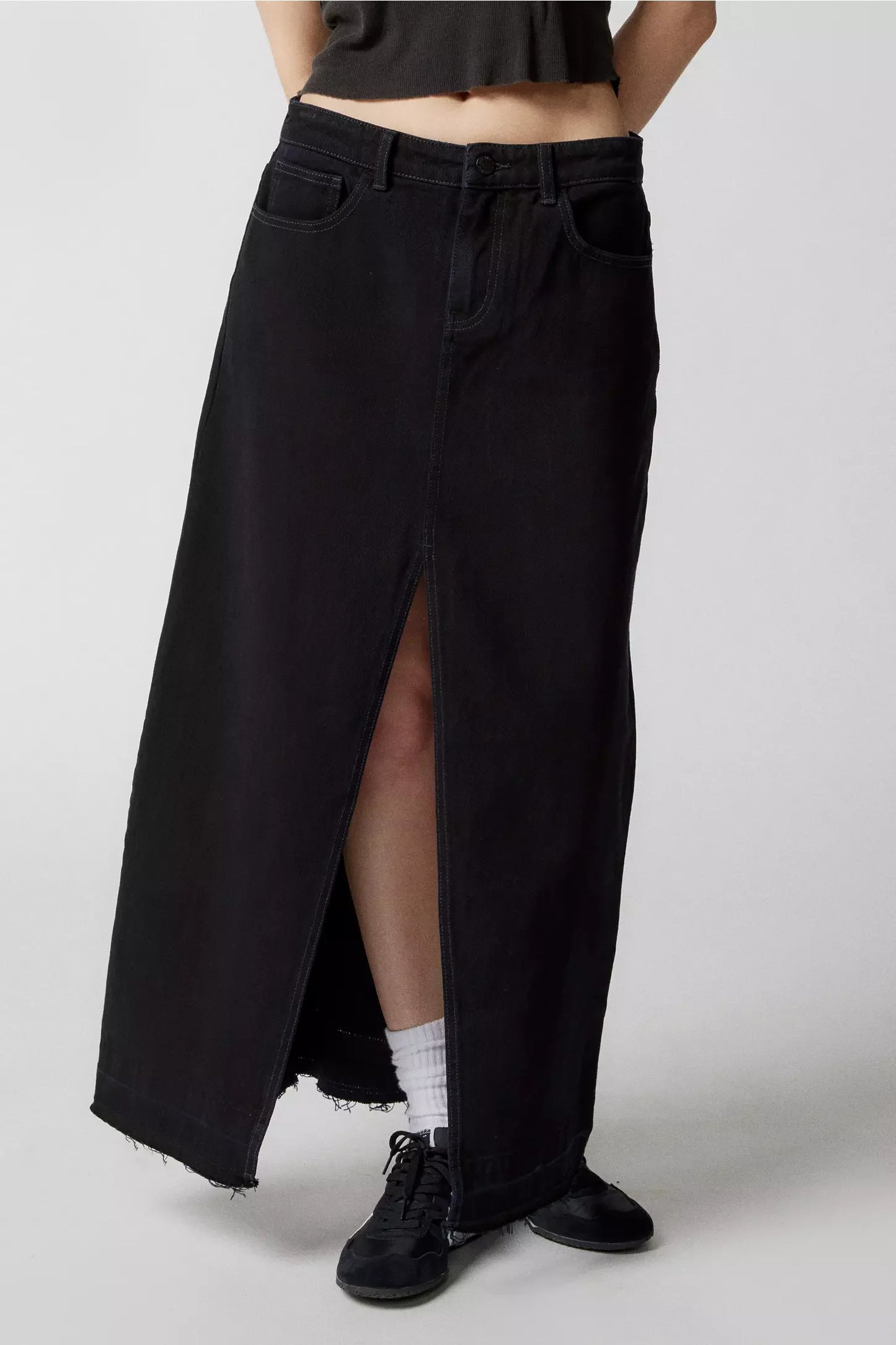 Serena Slit Denim Maxi Skirt