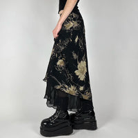 Floral Print Low Rise Long Skirt