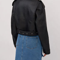 Faux Leather Jacket With Shearling Lining