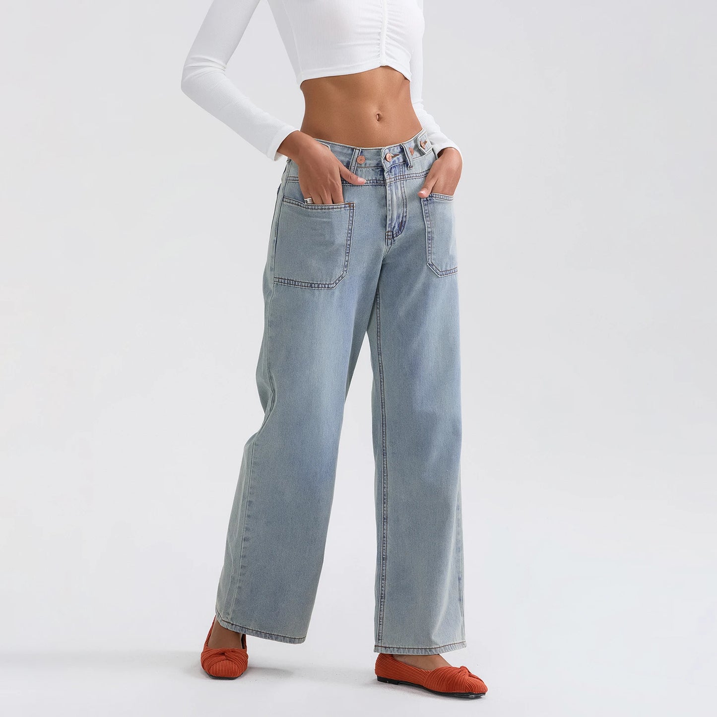 High Waist Wide Leg Denim Pants