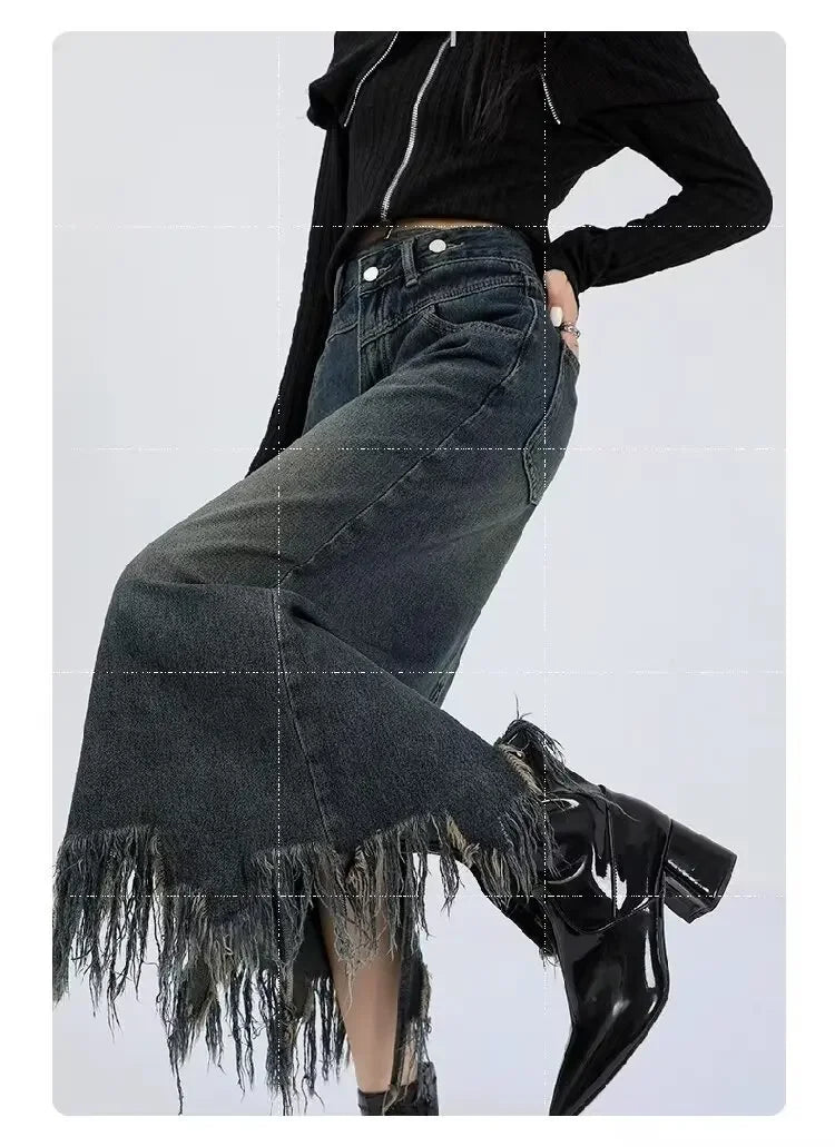 Elegant High-waisted  Fringe Skirt