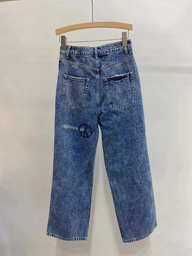 Fashion High Waist Denim Trouser