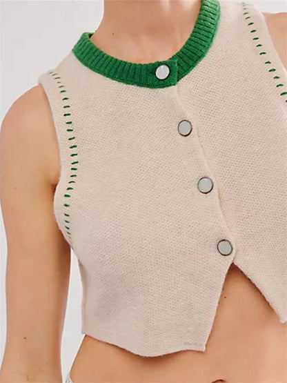 Brunch Button-Front Knit Vest