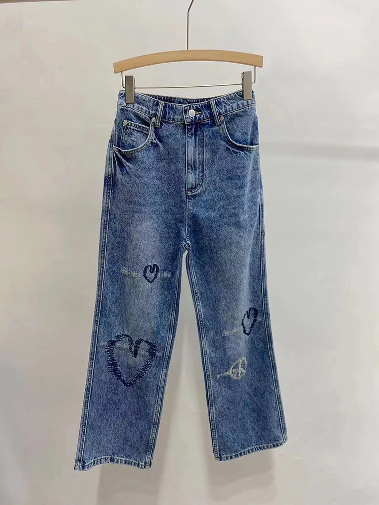 Fashion High Waist Denim Trouser