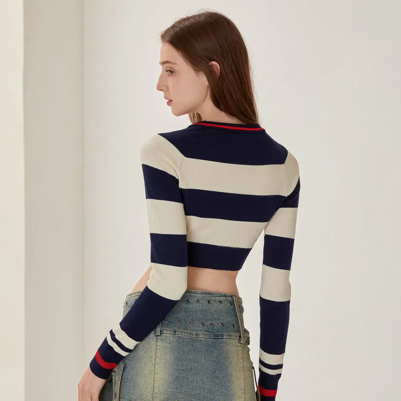 Cozy Striped Crew Neck Pullover Sweater