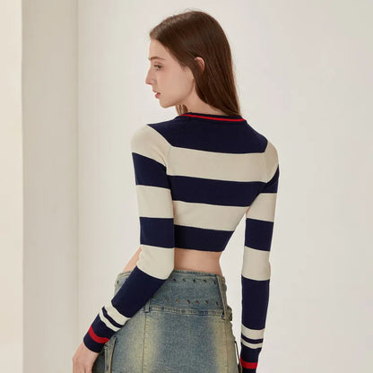 Cozy Striped Crew Neck Pullover Sweater