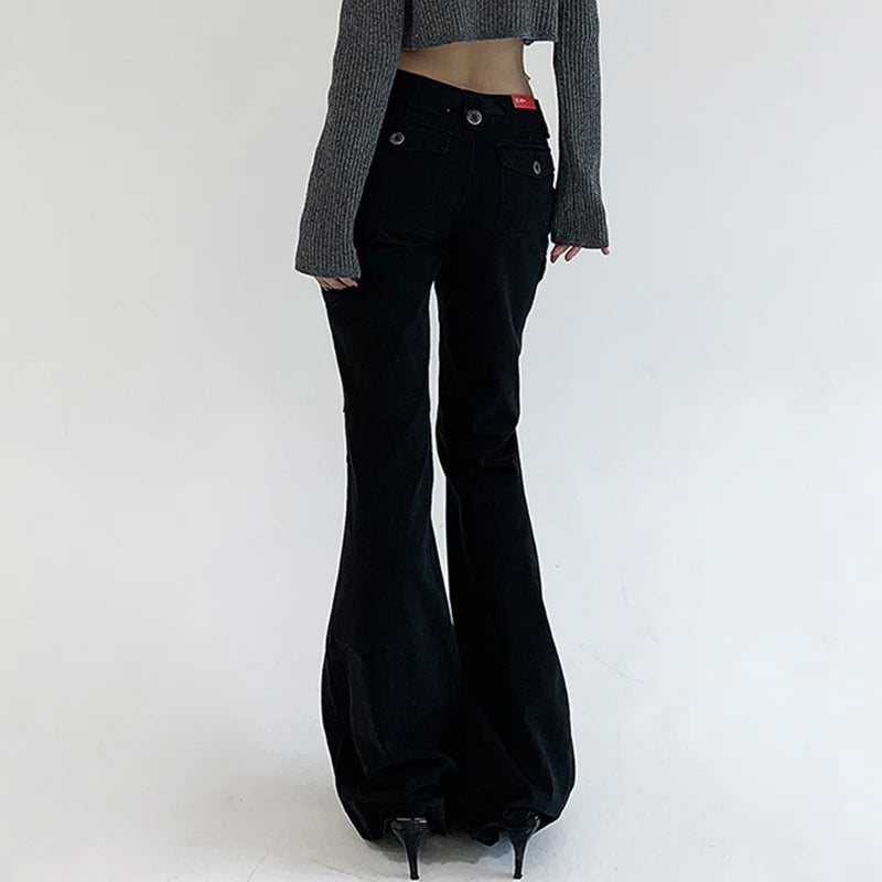Dark Brown Low Rise Flare Jeans