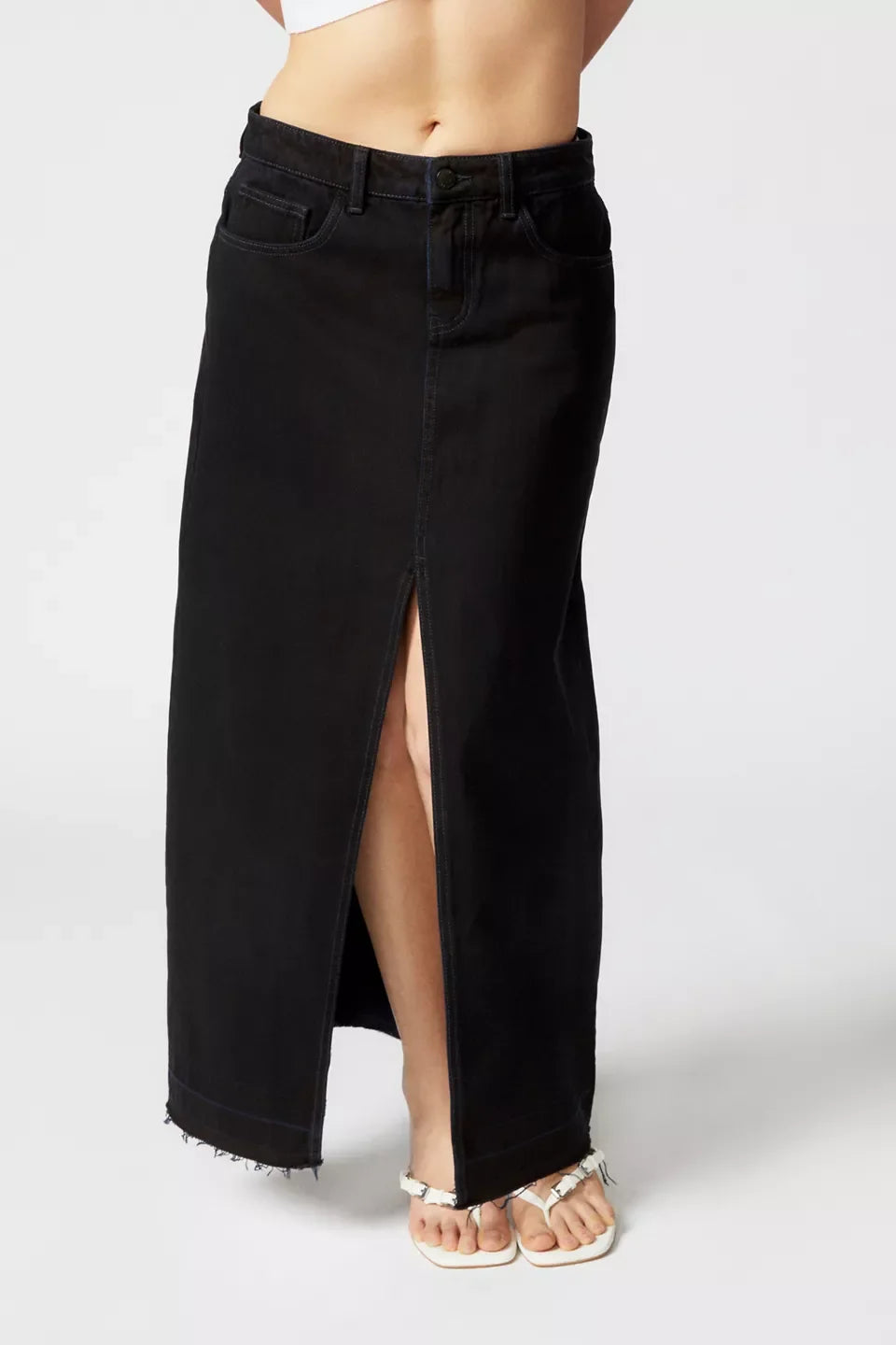 Serena Slit Denim Maxi Skirt