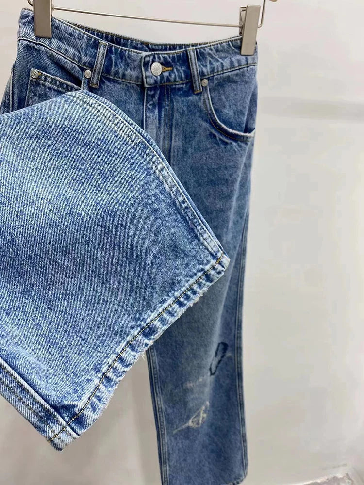 Fashion High Waist Denim Trouser