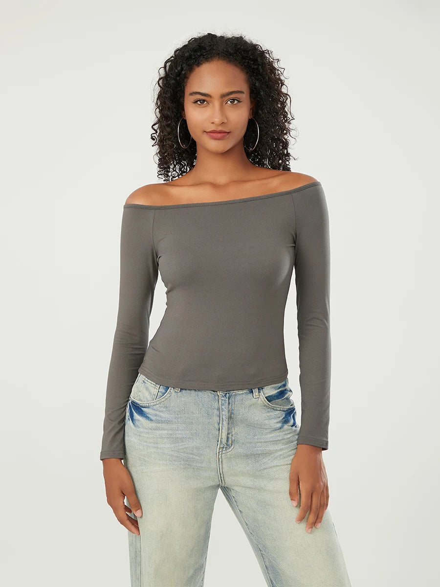 Long-Sleeve Off-the-Shoulder PlushSoft Top