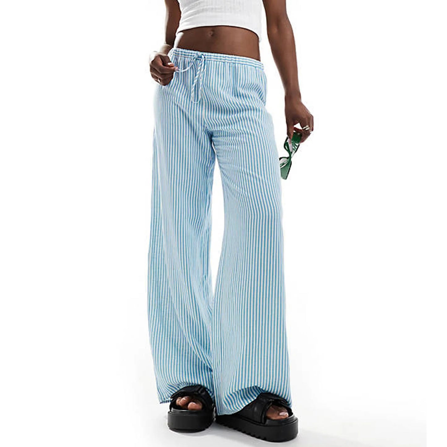 Casual Striped Straight Leg Pants
