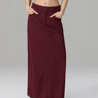 Back-Slit Maxi Jean Skirt