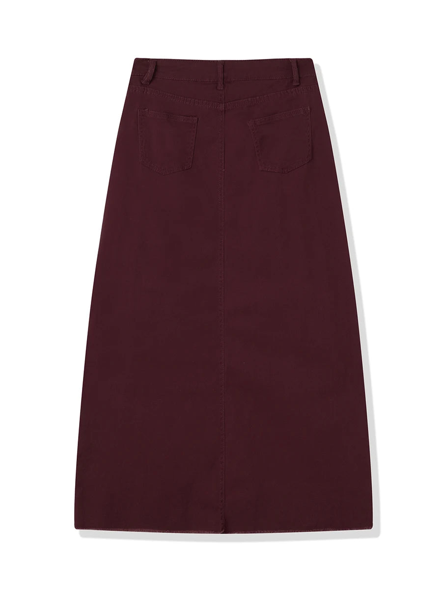 Back-Slit Maxi Jean Skirt