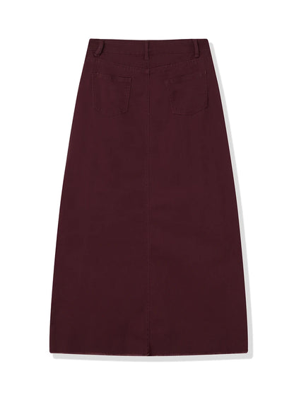 Back-Slit Maxi Jean Skirt