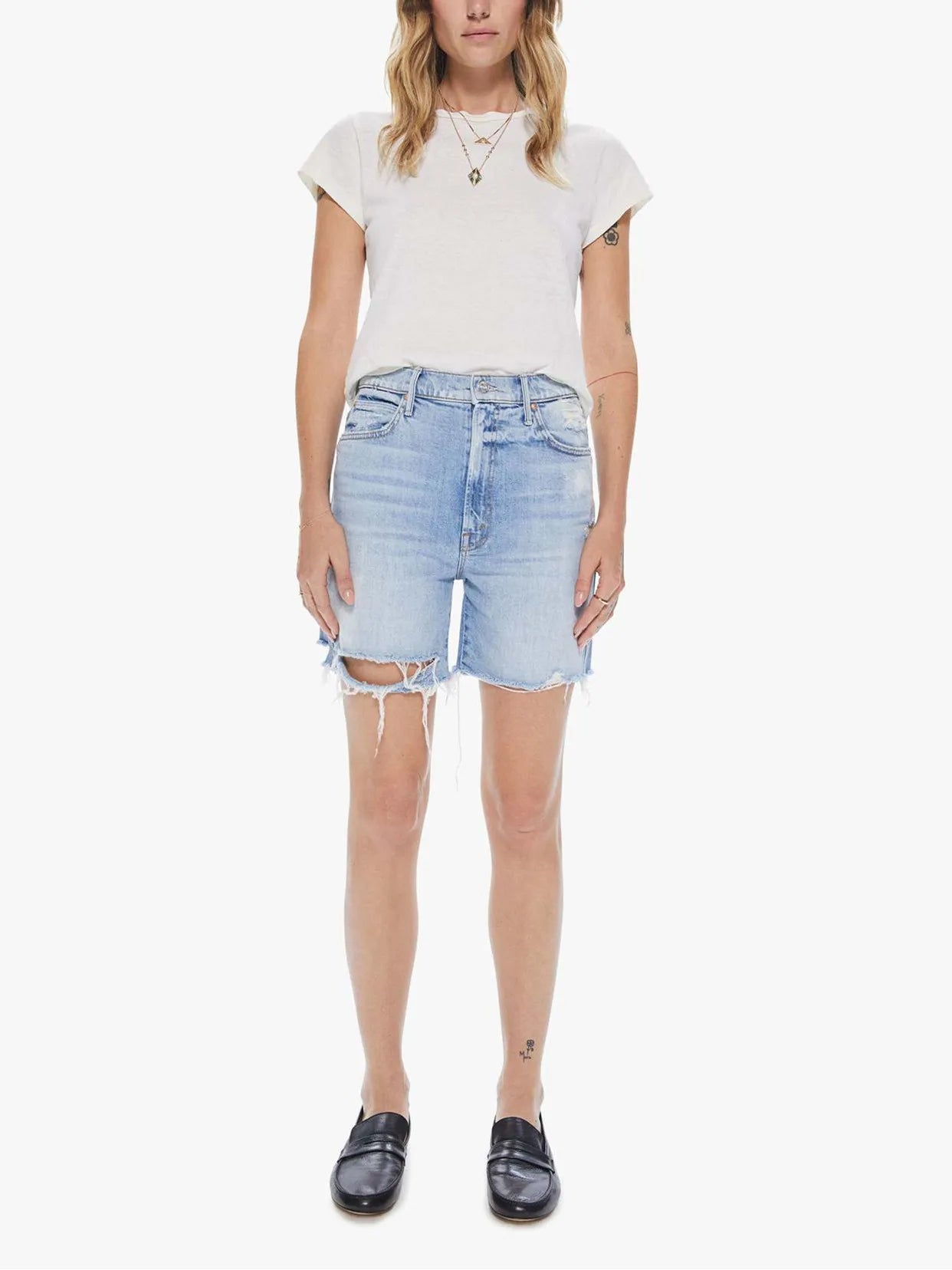 Eva Straight Holes Denim Shorts