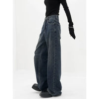 Dark Blue High-Waisted  Wide-Leg Jean