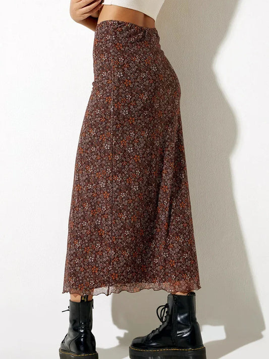 Polyester Floral Maxi Skirt
