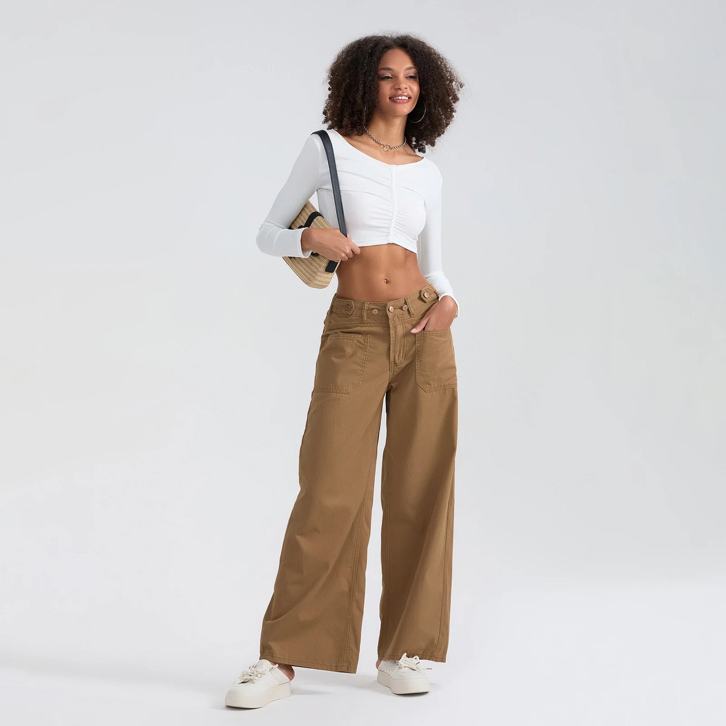 High Waist Wide Leg Denim Pants