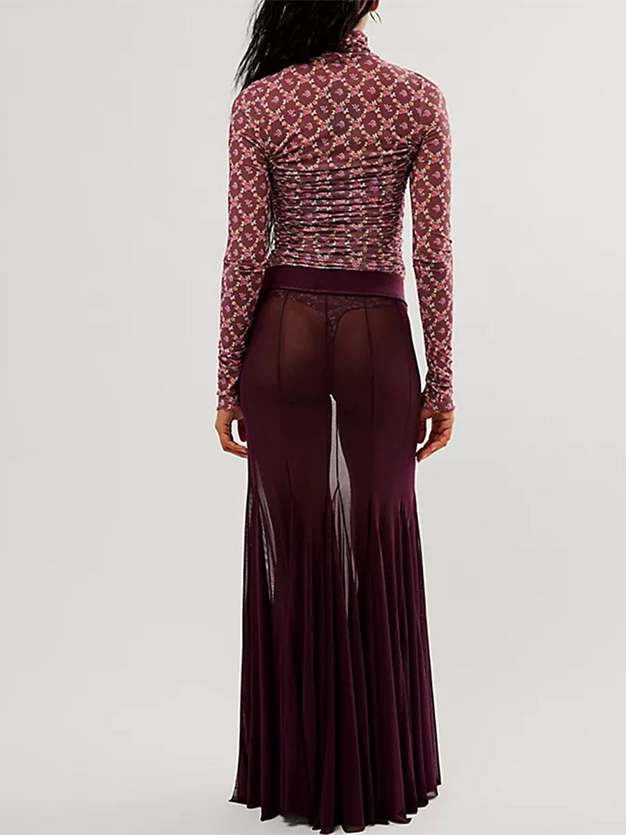 Hem Flowy Skirts Casual A-line Midi Skirts