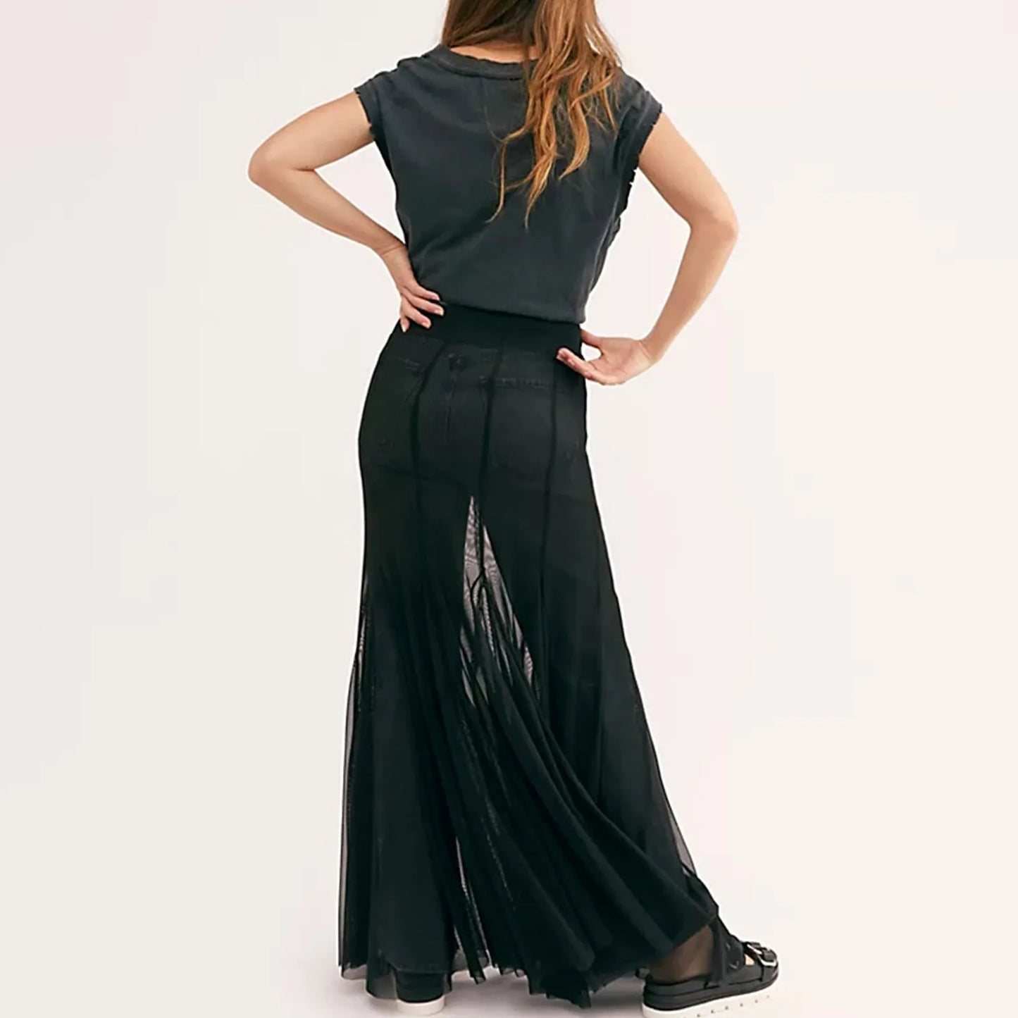 Hem Flowy Skirts Casual A-line Midi Skirts
