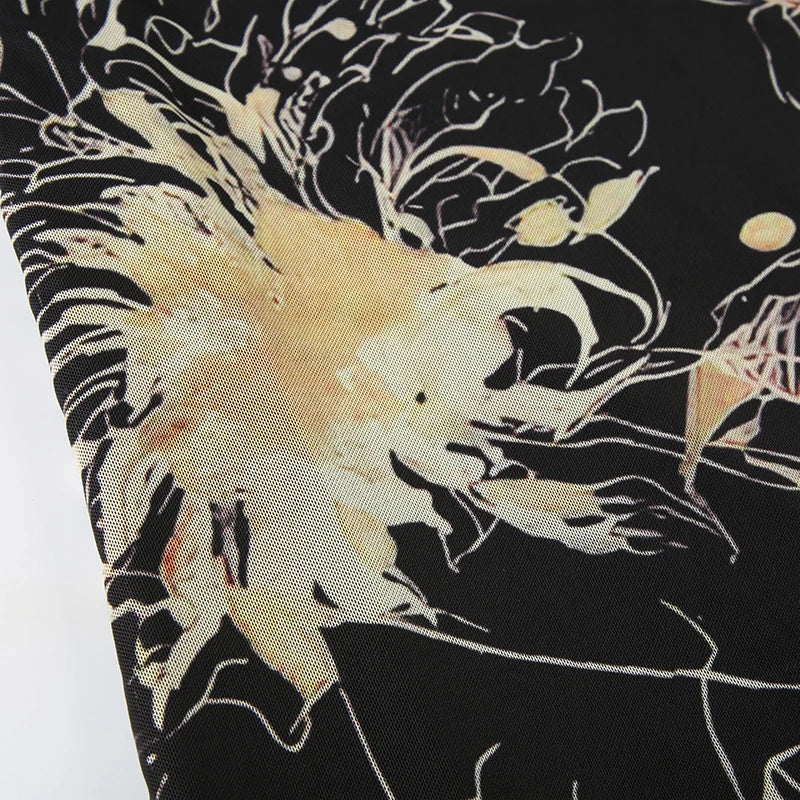 Floral Print Low Rise Long Skirt