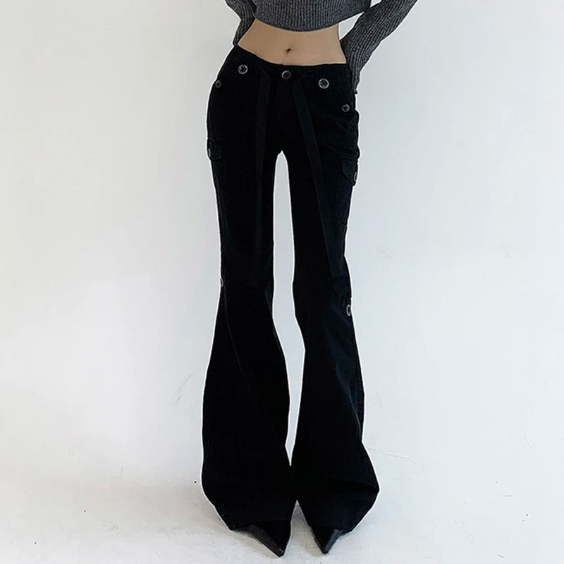 Dark Brown Low Rise Flare Jeans