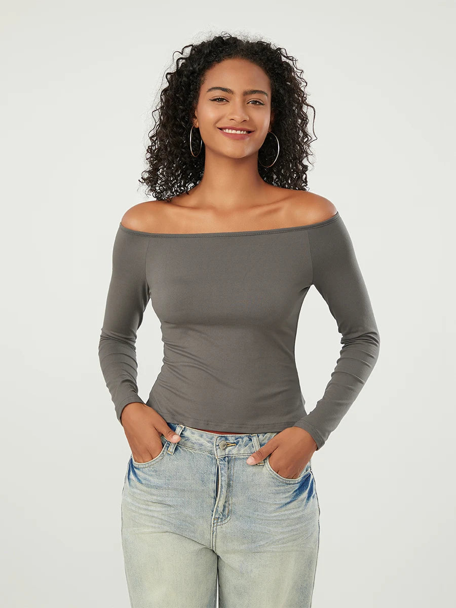 Long-Sleeve Off-the-Shoulder PlushSoft Top