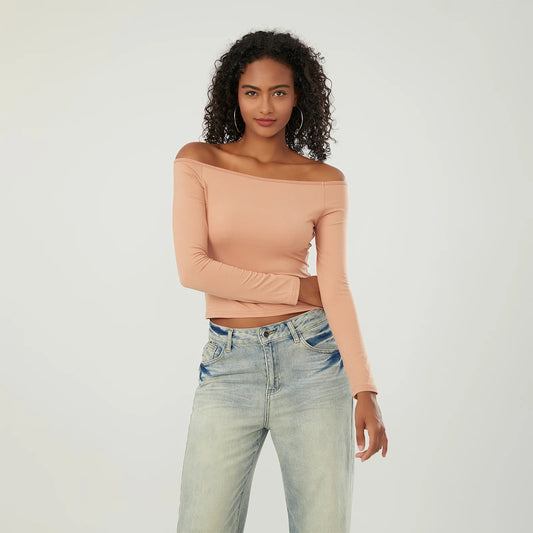 Long-Sleeve Off-the-Shoulder PlushSoft Top