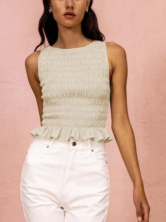Smocked Vest crop Tank Top