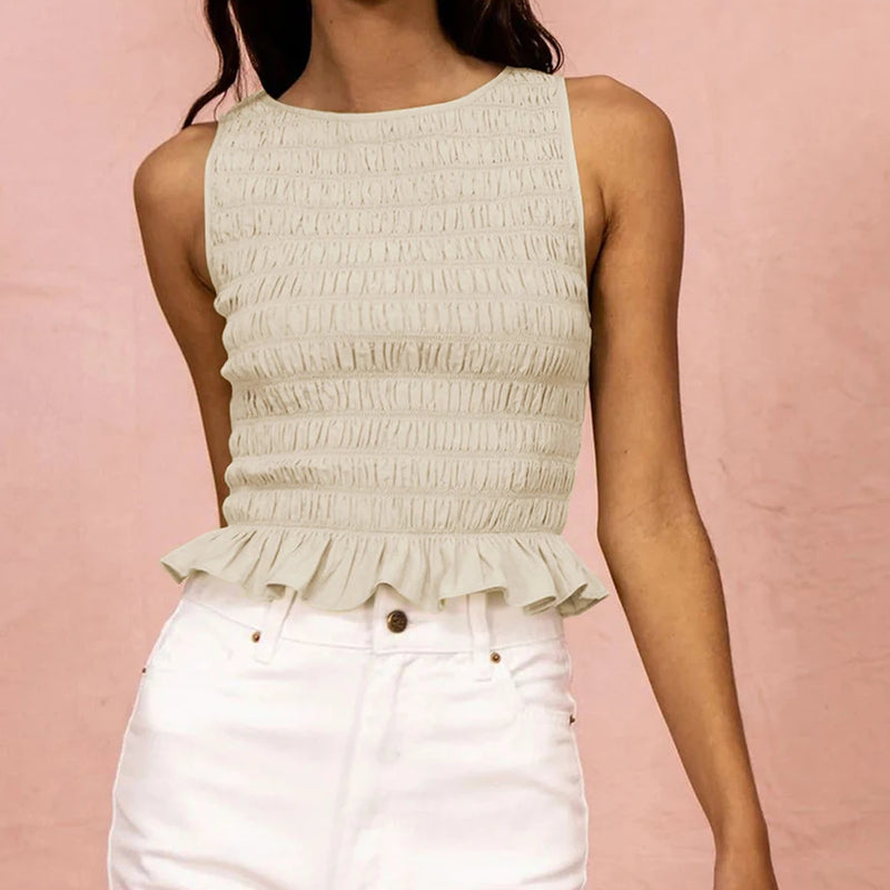 Smocked Vest crop Tank Top