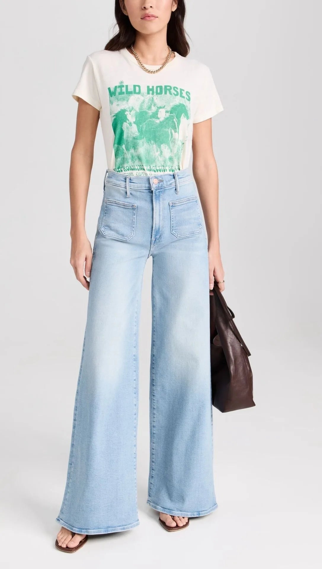 Blue High Rise Stride Wide-Leg Jeans