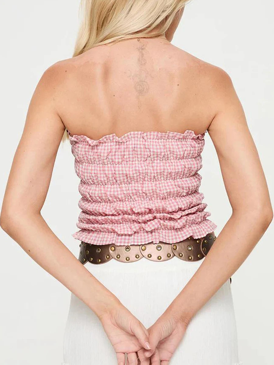 Serena Plaid Off The Shoulder Top
