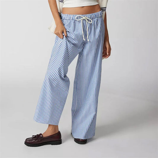 Striped Low-Waisted Wide-Leg Pants