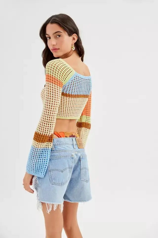 Colorblock Cutout Crop Top