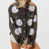 Baseball Corduroy Sequin Bomber Jacket