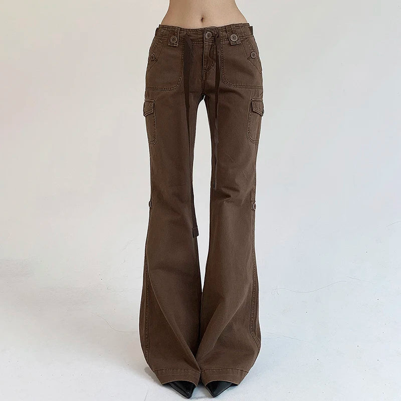 Dark Brown Low Rise Flare Jeans